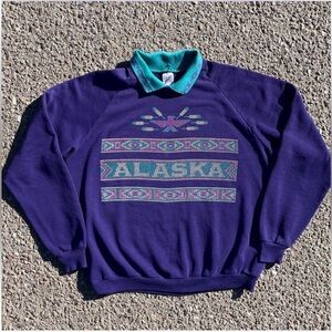 Alaska Aztec Vtg 1990s Jerzees Collared Sweatshirt Men’s Size (XL fits L)